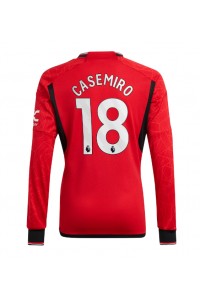 Manchester United Casemiro #18 Jalkapallovaatteet Kotipaita 2023-24 Pitkähihainen